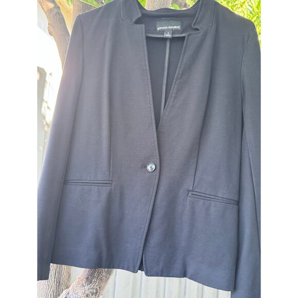 Banana Republic Black Blazer Women’s Size 4 Stretch Knit Workwear Jacket - Picture 3 of 6